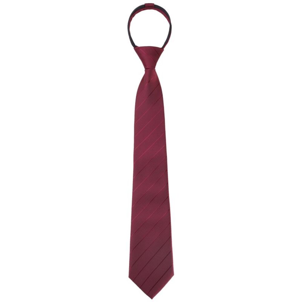 Zipper Tie Pre-Tied Patterned Necktie Adjustable Neck Ties Wine Red -2